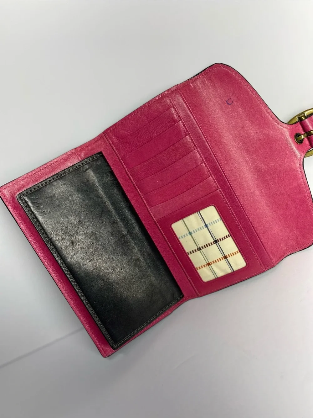 Coach Bleecker Black Leather Wallet with Brass Buckle